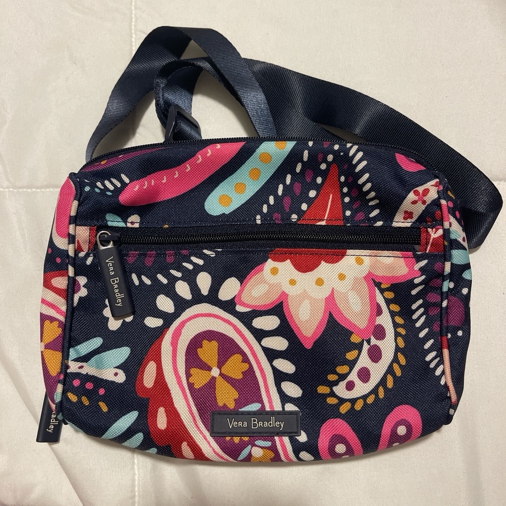 Vera Bradley Navy and Pink Patterned Crossbody Bag